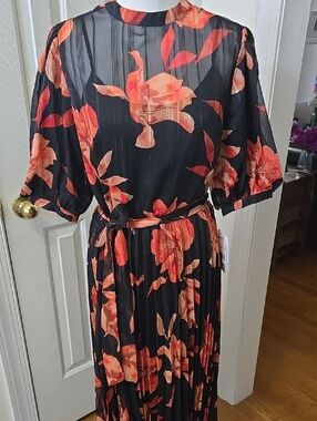NABMNETTE LEPORE BRAND WOMEN'S PLUS BLACK AND ORANGE SHORT SLEEVES DRESS SIZE 14